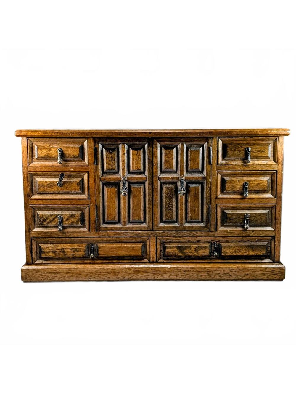 Vtg MCM Cabinet Door, 11-Drawer Mele Wooden Jewelry Box